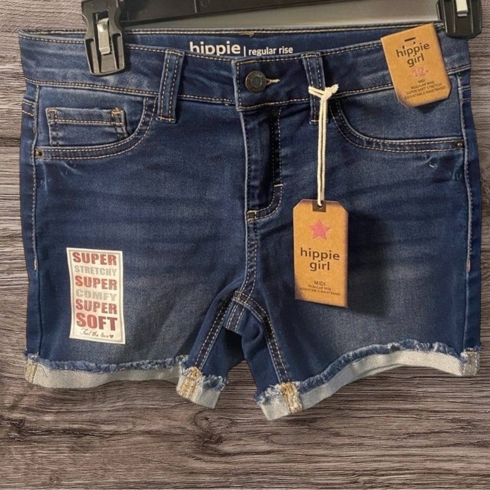Hippie Girl Midi Jean Shorts Regular Rise Super Soft Stretch Adjustable Waist